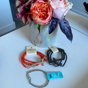 New set of infinity,love ,cross stretch bracelets Jewerly 2 sets(3) and 1